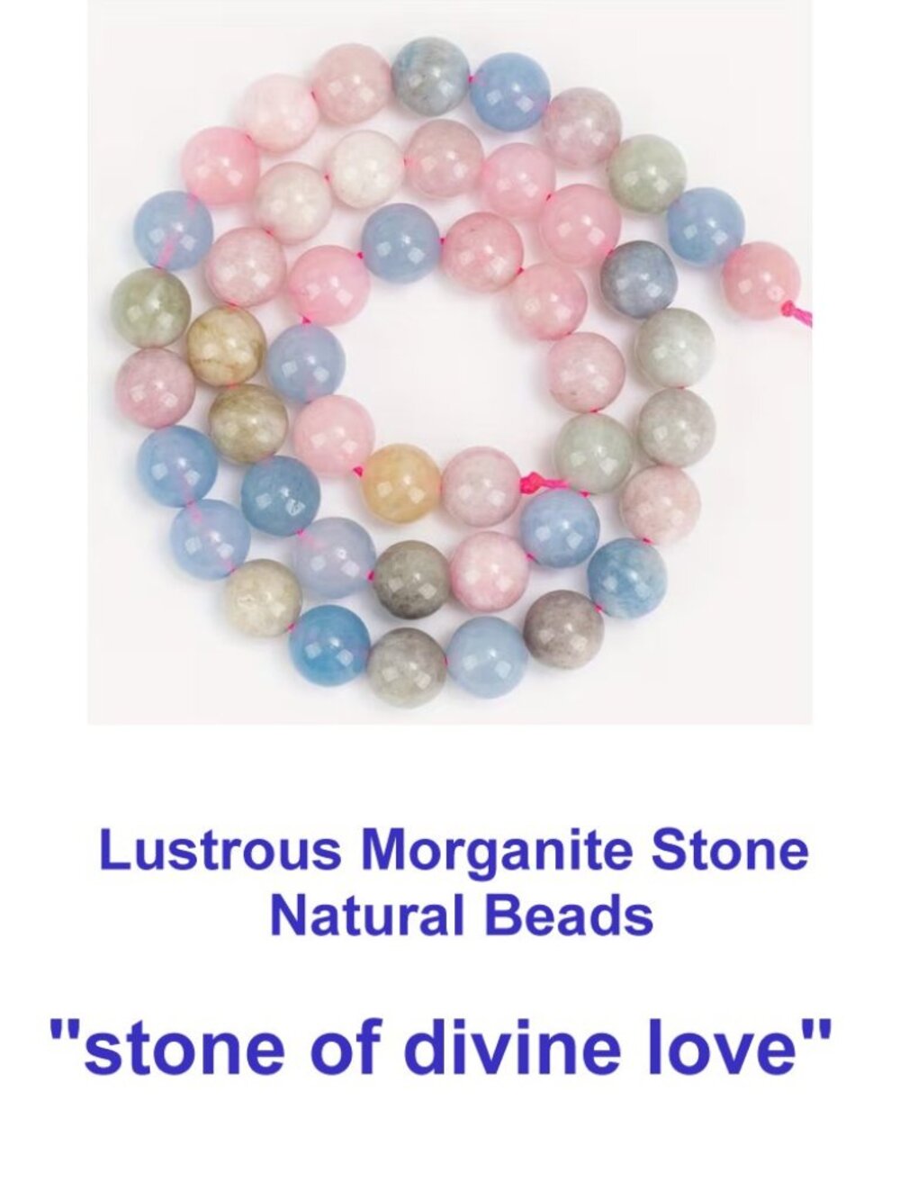 Lustrous Morganite Stone Natural Beads "stone of divine love" 15" Strand